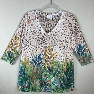 Time & Tru Leopard Tropical Size S Top